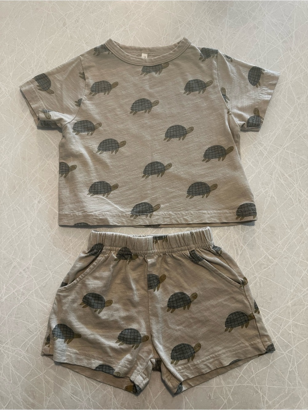 Rylee + Cru Gray Turtle Short Sleeve Pajama Set